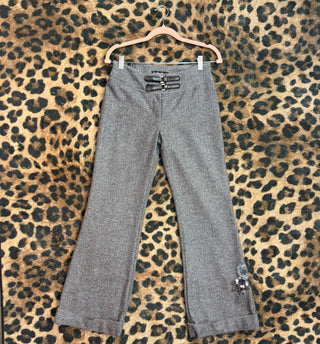Tweed Pants w Floral Embroidery
