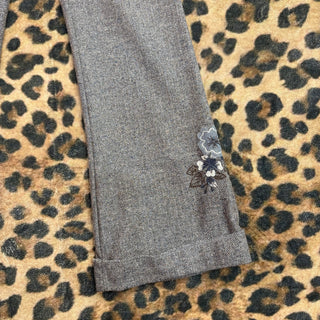 Tweed Pants w Floral Embroidery