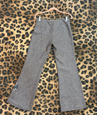 Tweed Pants w Floral Embroidery