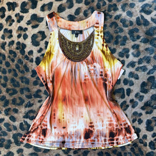 Y2K Sleeveless Beaded Top